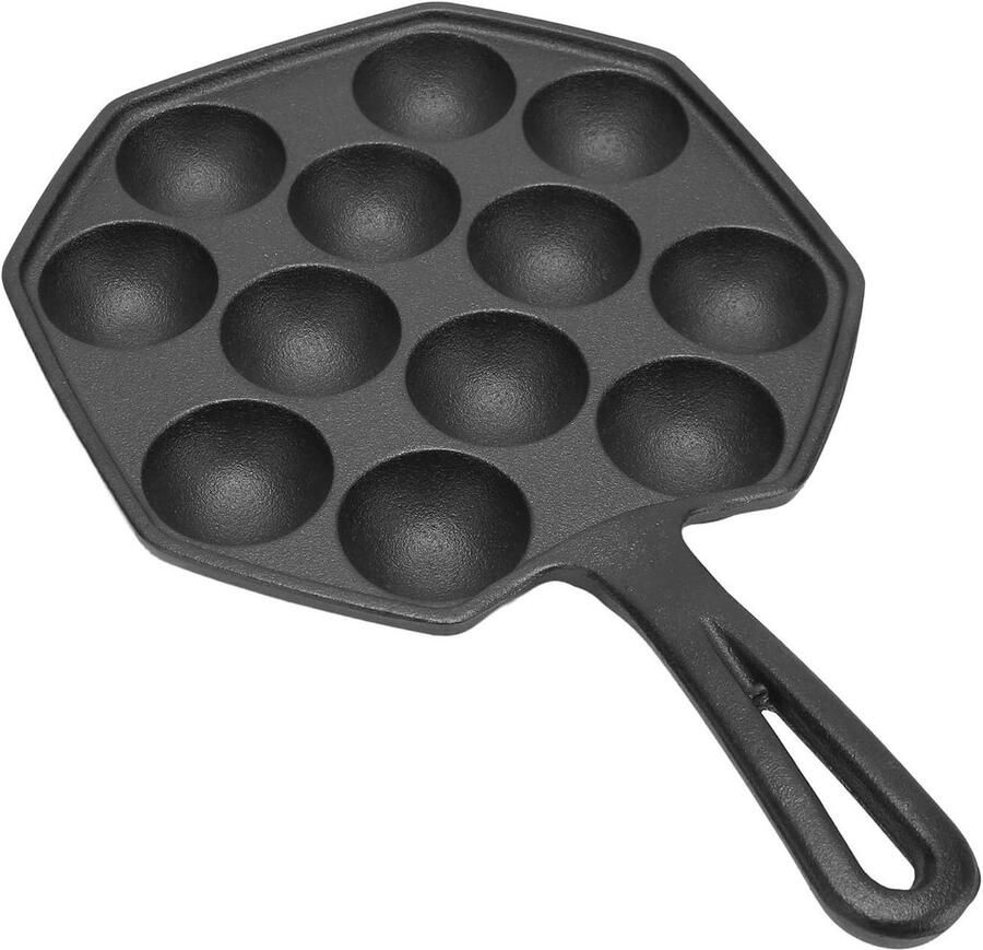Takoyaki Pan Octopusballetjes Pan Ontbijt Maken Gietijzeren Constructie 12 Roosters Zwart