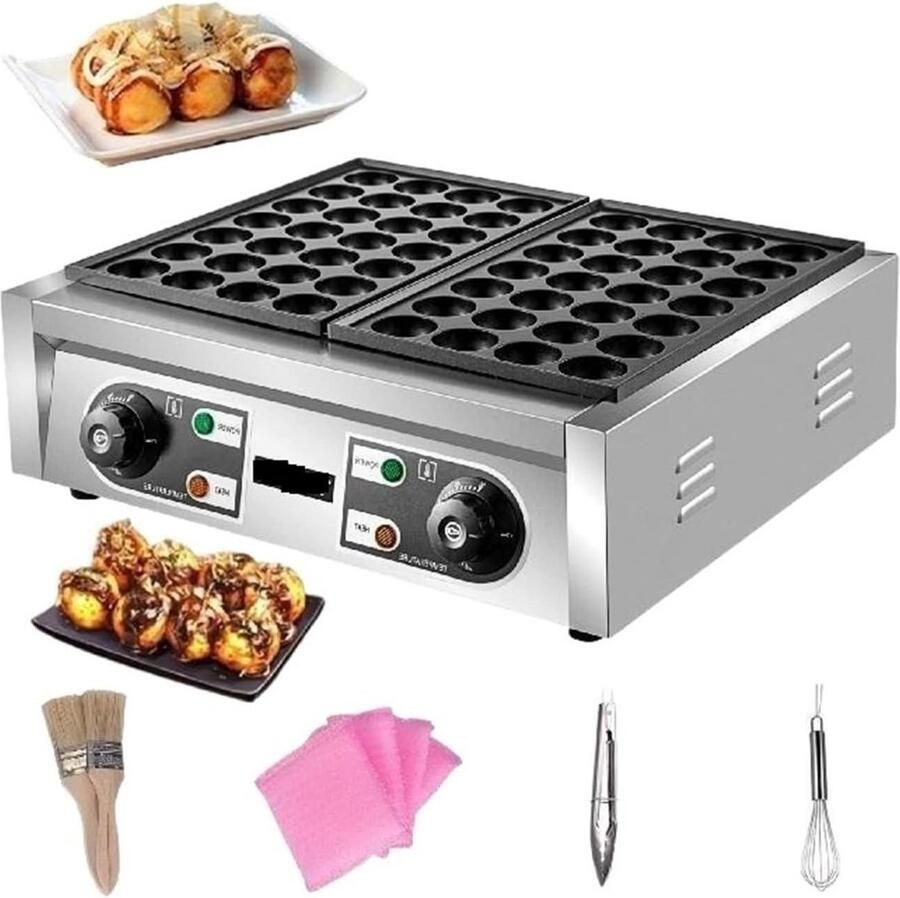 Takoyaki Maker Octopus Ball Machine Snacks Maken 56 Gaten 440x400x160 mm Zilver