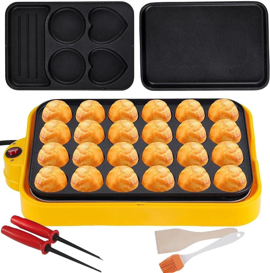Takoyaki Maker Octopusbal Pan Snacks Maken Snelle Verwarming 35 x 23 x 7 cm Geel