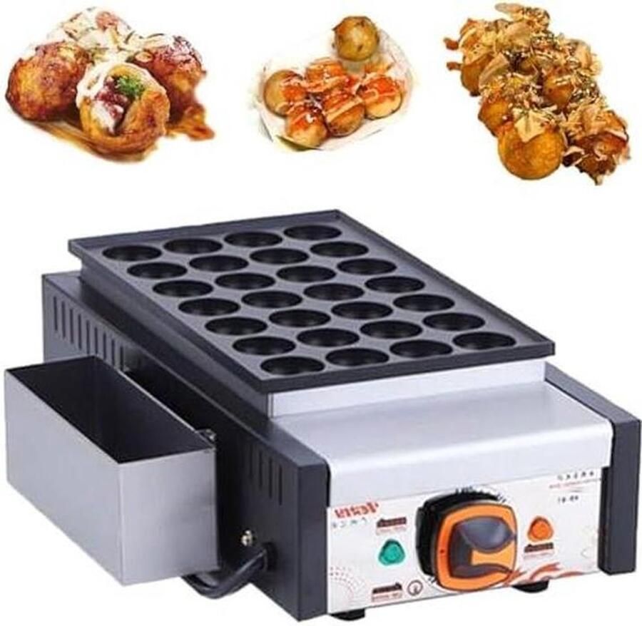 Takoyaki Maker Octopusbalmachine Snacks Maken 28 Gaten 1650W Zilver