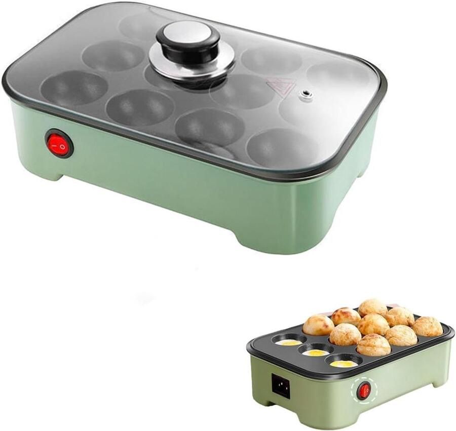 Takoyaki Maker Pannenkoekbal Machine Snacks Maken 12 Gaten 25.5 cm Groen