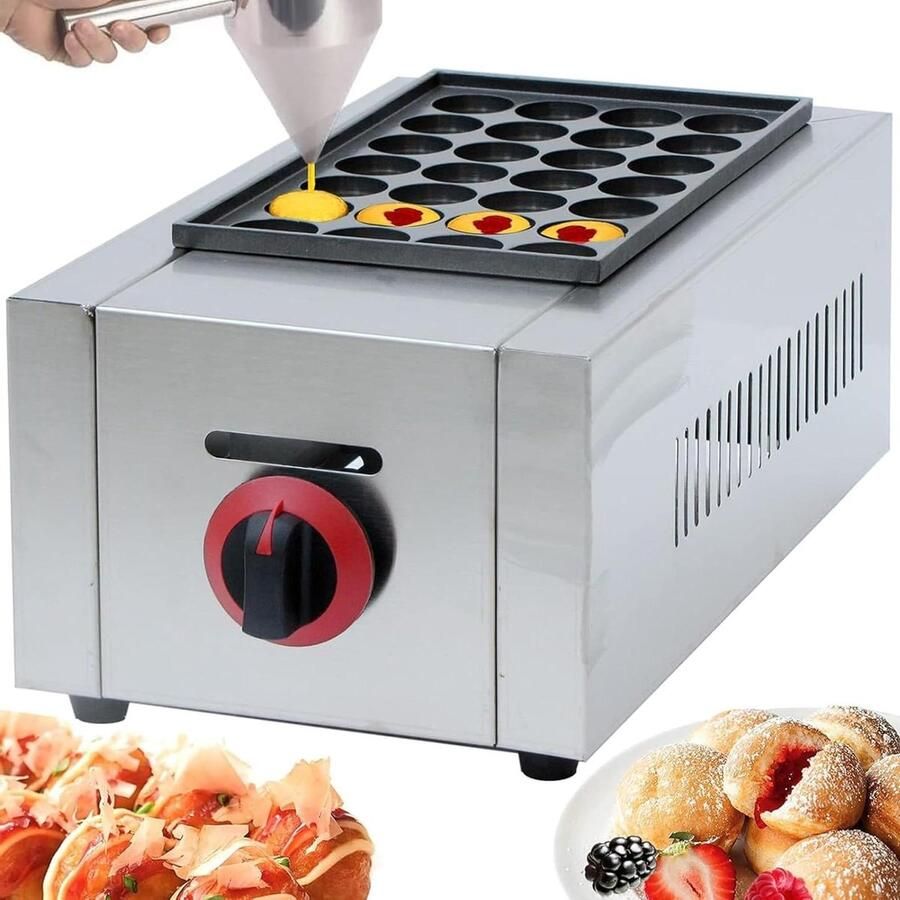 Takoyaki Maker Pannenkoekenbal Pan Snacks Maken 28 Gaten 24 x 53 x 22 cm Zilver