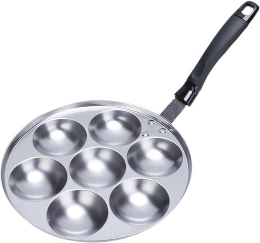 Takoyaki Maker Poffertjespan Grillplaat Snacks Maken 7 Gaten Ontwerp 25.5 cm Diameter Zwart