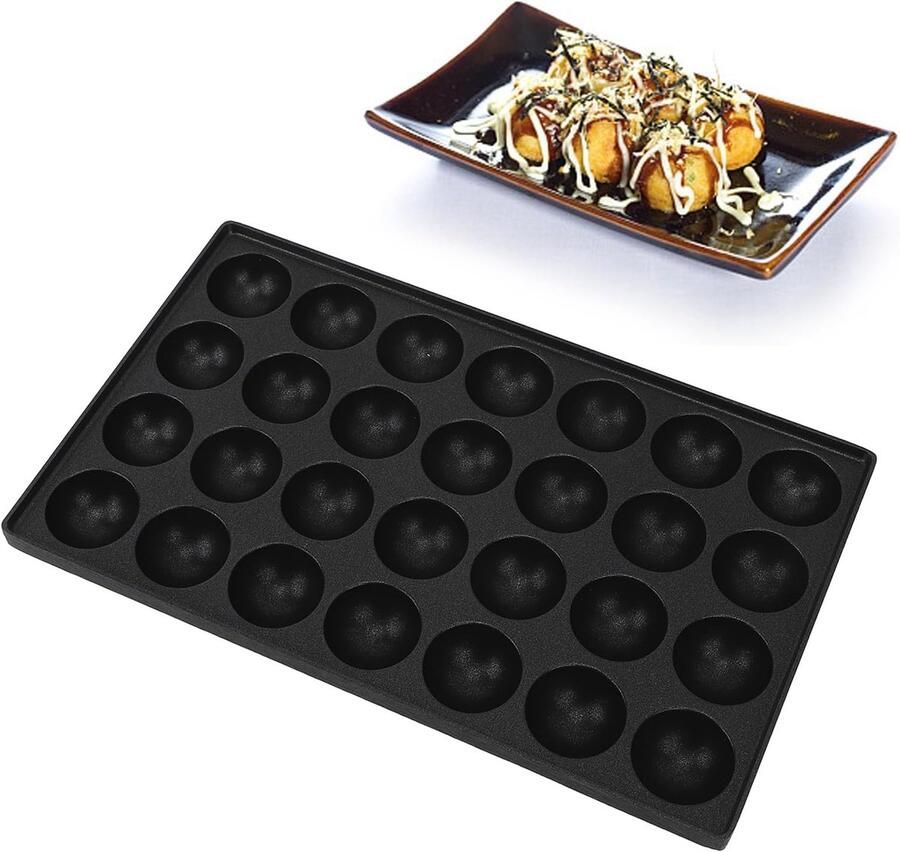 Takoyaki Pan Appetizer Maker Japanse Snacks Maken 28 Gaten 33x20cm Zwart