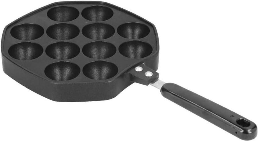 Takoyaki Pan Ballen Maker Lekkere Snacks Maken 12 Holtes Anti-aanbak 34x18 cm Zwart