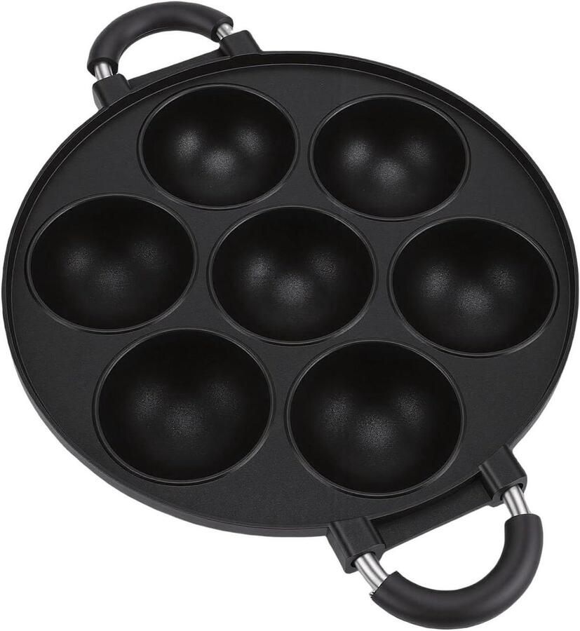 Takoyaki Pan Eierkoekjespan Grillpan Snacks Maken 7 Halfronde Gaten 39x28x5.5cm Zwart