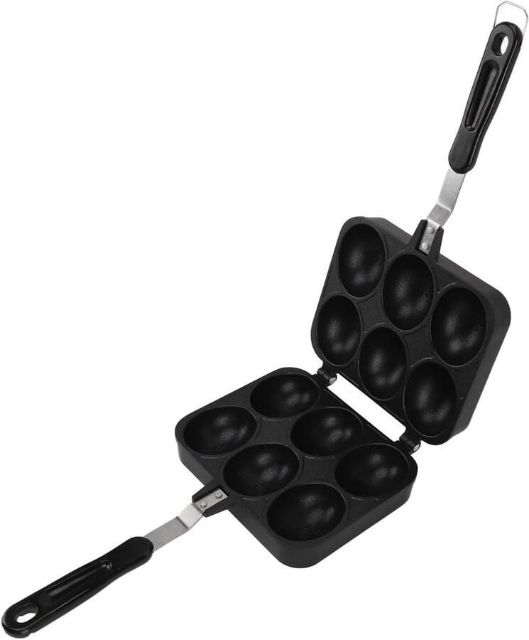 Takoyaki Pan Koreaanse Grillpan Pannenkoekpan Kleine Gerechten Maken Dubbelzijdig Ontwerp 17.5x34.5cm Zwart