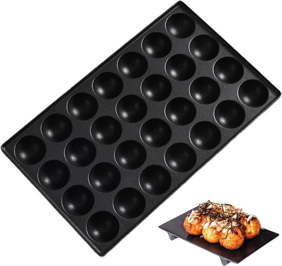 Takoyaki Pan Octopus Ball Maker Snacks Maken 28 Gaten 28 x 30cm Zwart