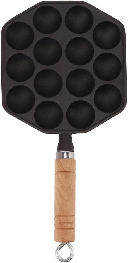 Takoyaki Pan Octopus Ball Pan Japanse Snacks Maken 14 Gaten 17 cm Zwart