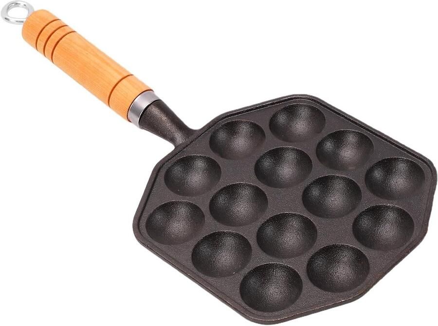 Takoyaki Pan Octopus Ball Pan Japanse Snacks Maken 14 Gaten Afneembaar Handvat Zwart