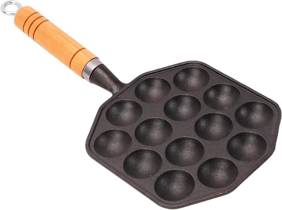 Takoyaki Pan Octopus Ball Pan Japanse Snacks Maken 14 Gaten Gietijzer Zwart