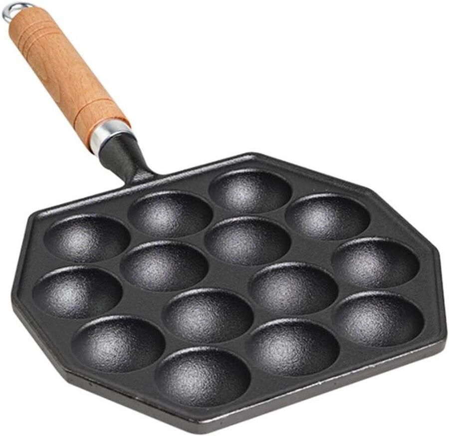 Takoyaki pan Octopus ball vorm Hapjes maken Gietijzeren warmte 14 gaten Zwart