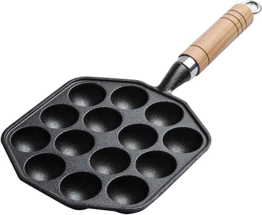 Takoyaki Pan Octopus Ballen Thuis Koken 14-Holes Ontwerp 17cm Diameter Zwart