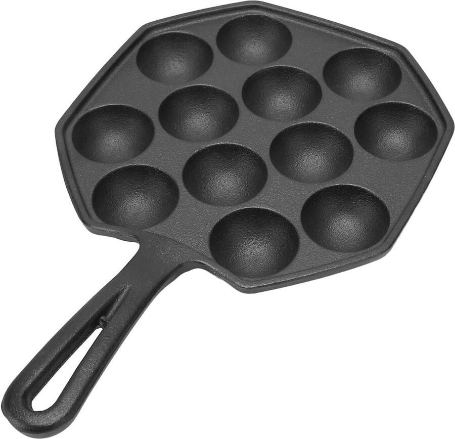 Takoyaki Pan Poffertjespan Snacks Maken Gietijzeren Kwaliteit 30 Cm Zwart