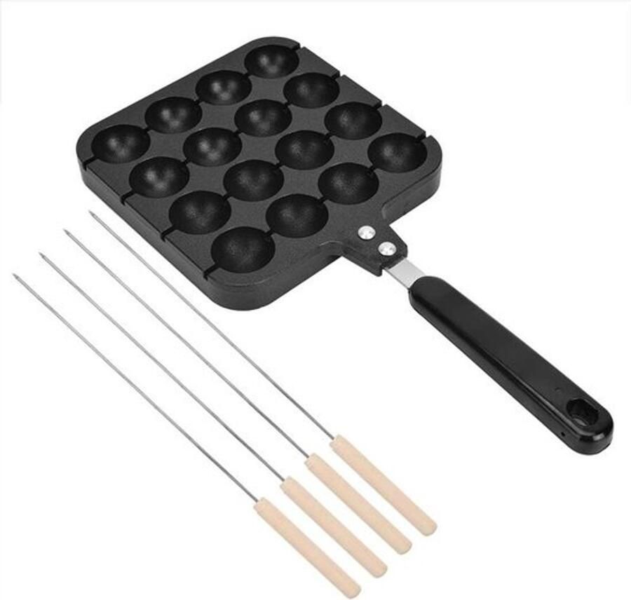 Takoyaki Pan Octopusbal pan Lekkere snacks maken 16 gaten design 32.5 cm Zwart