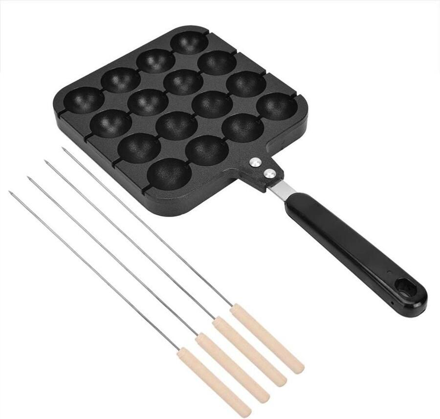 Takoyaki Pan Octopusbal pan Lekkere snacks maken 16 gaten design 32.5 cm Zwart