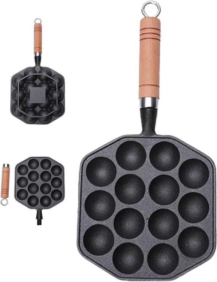Takoyaki Pan Pannenkoek Pan Lekkere Snacks Maken 14 Gaten 6.7 Inch Zwart