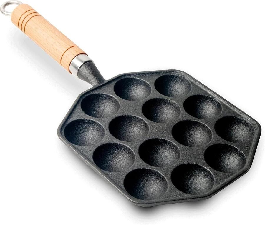 Takoyaki Poffertjespan Gietijzeren Pan Snacks Maken 14 Holtes 27.5 x 18 cm Zwart