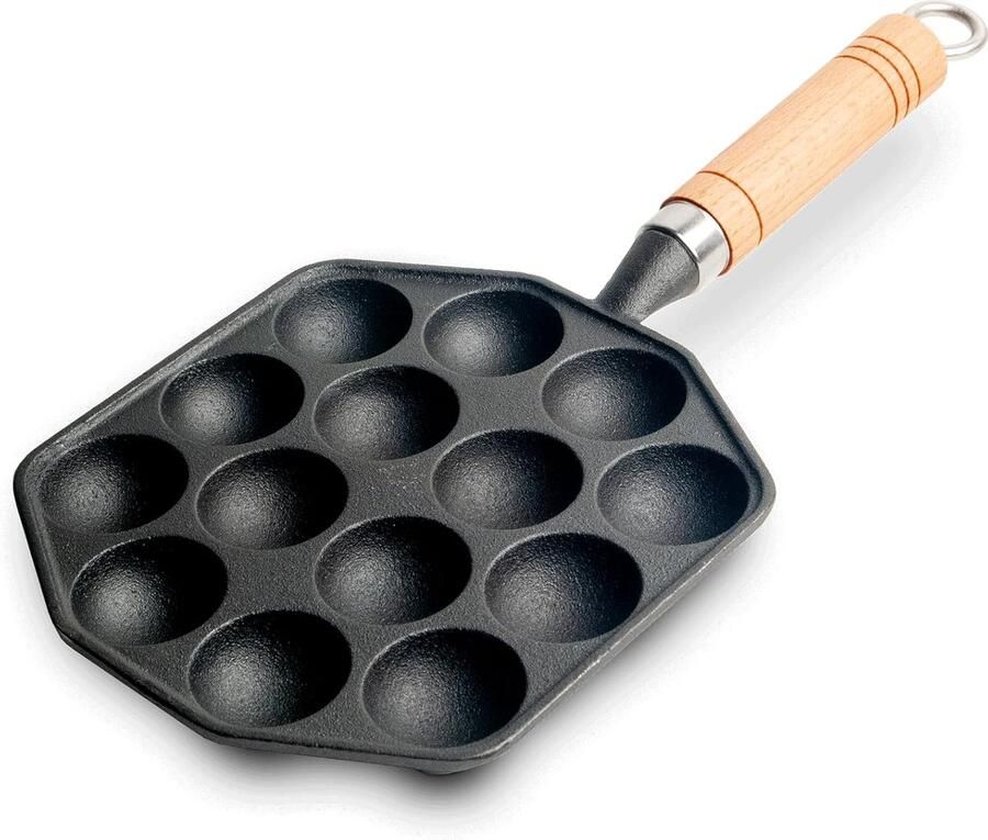 Takoyaki Pan Poffertjesmaker Grillplaat Lekkere Hapjes Maken Gietijzer Non-stick 14 Gaten Zwart