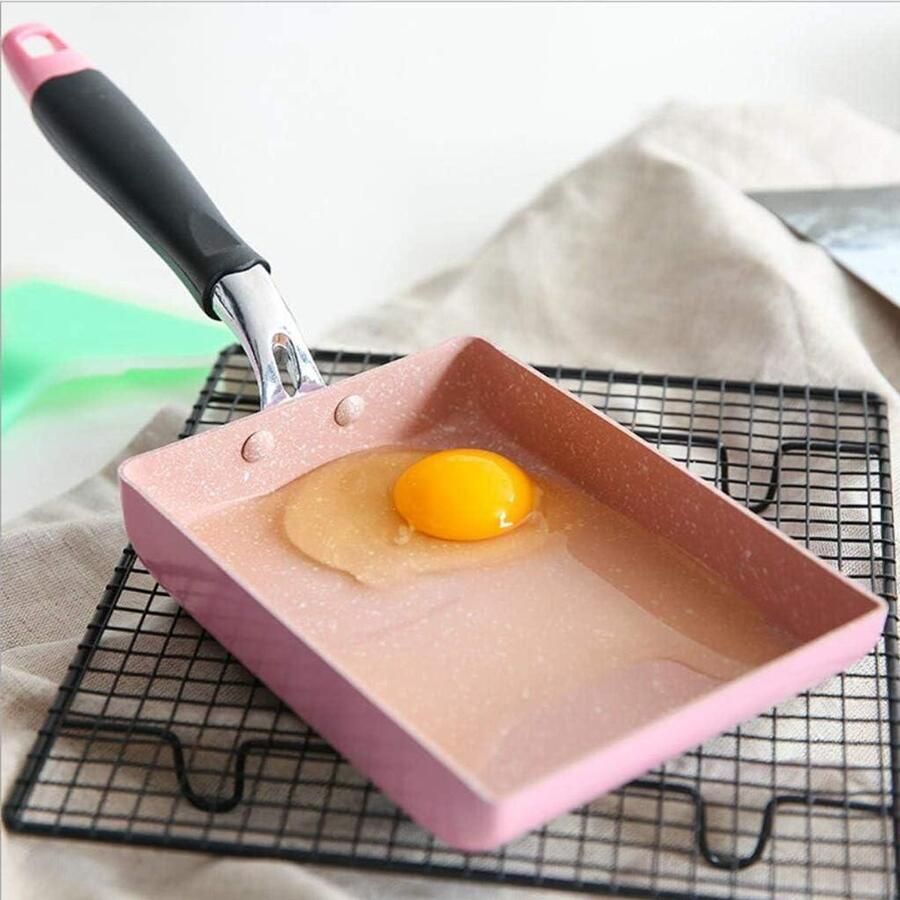 Tamagoyaki Koekenpan Omelet Pan Ontbijt Maken Antiaanbaklaag 13 x 18 cm Roze