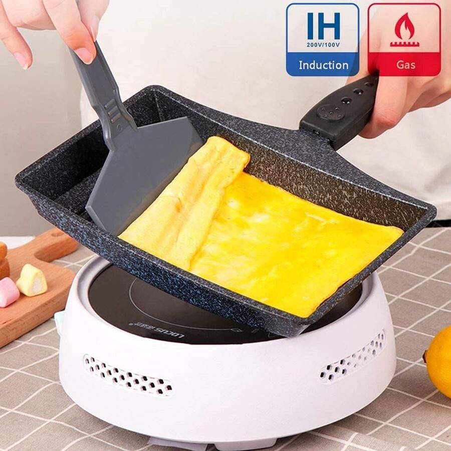 Tamagoyaki Koekenpan Omeletpan Eierrol Japanse Snacks Maken Antiaanbaklaag 8 oz Capaciteit Zwart