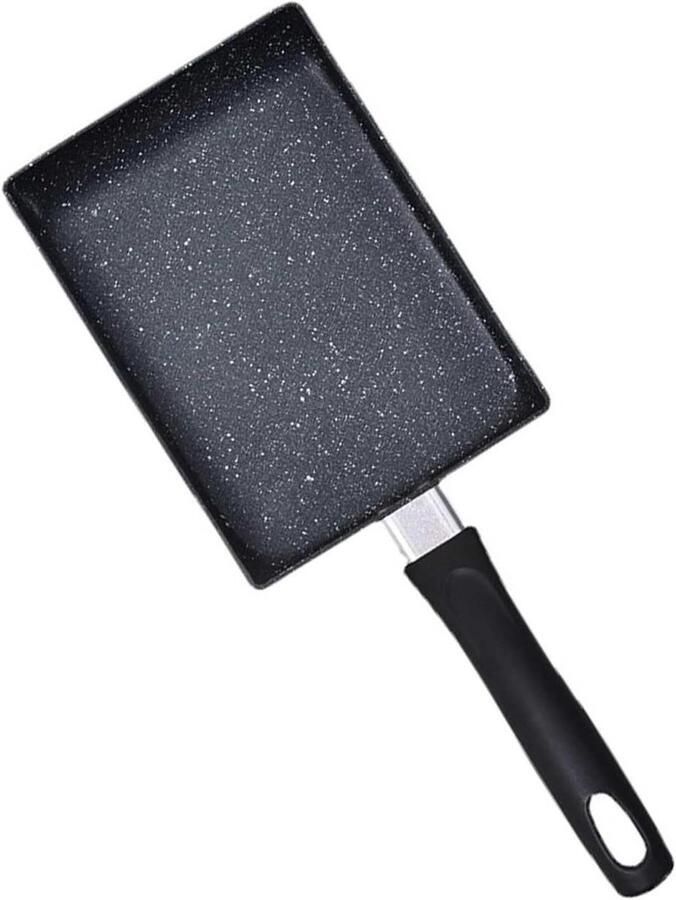 Tamagoyaki Koekenpan Omeletpan Rechthoekig Ontbijt Maken Non-stick Coating 15x18cm Zwart