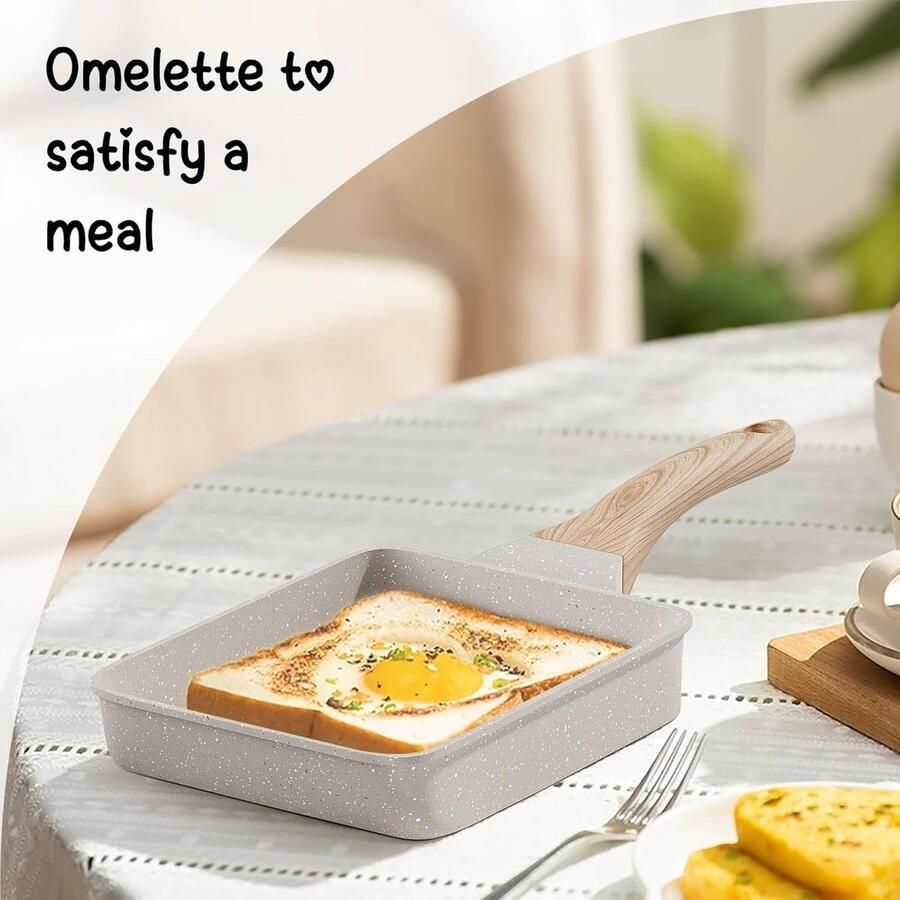 Tamagoyaki Omeletpan Japanse Omeletpan Eierpan Ontbijt Maken Granieten Antiaanbaklaag 12 Liter Beige