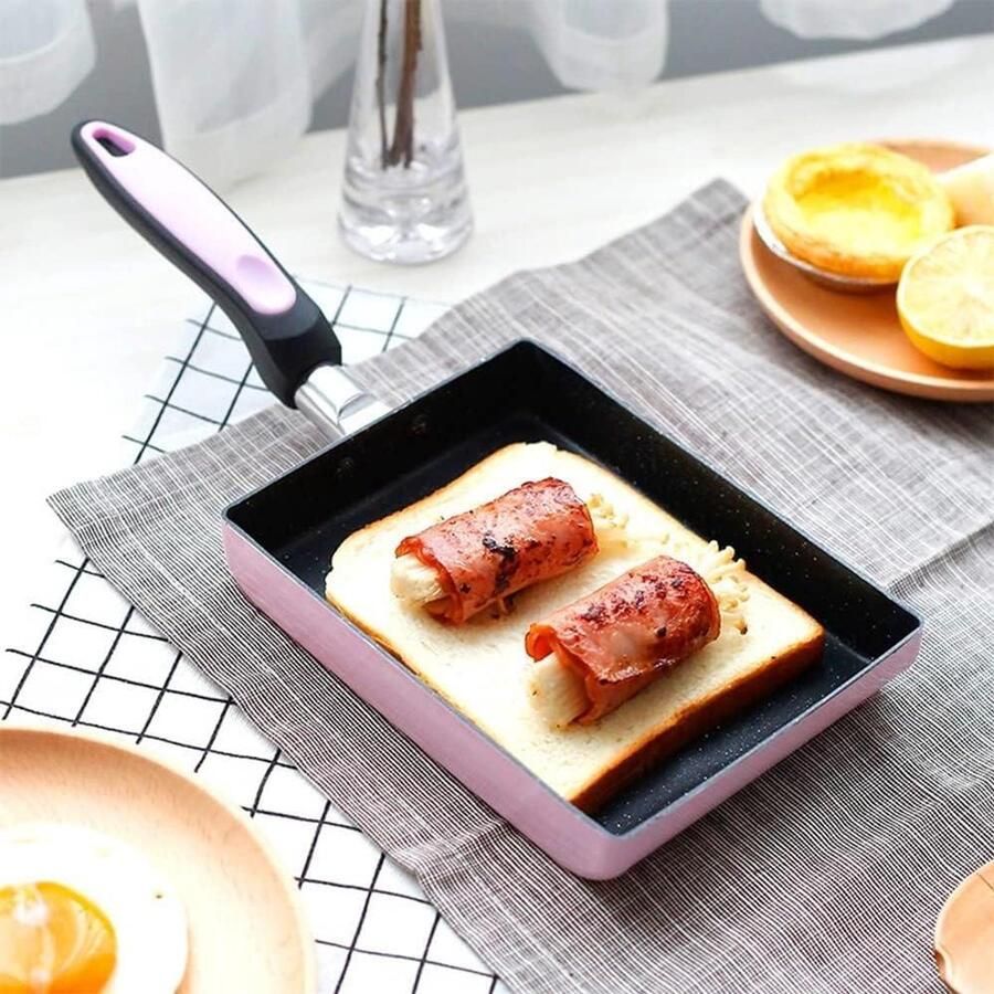 Tamagoyaki Omeletpan Japanse Omeletpan Vierkant Omeletten Maken Antiaanbak Maifanitsteen 18x13 cm Roze