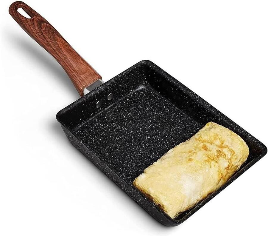 Tamagoyaki Pan Japanse Ei Pan Ontbijt Maken Gebogen Ontwerp 18 x 15cm Zwart