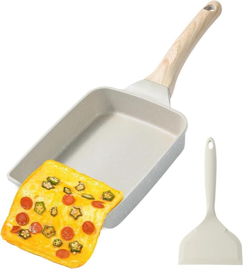 Tamagoyaki Pan Japanse Omelet Pan Antiaanbak Rechthoekige Koekenpan voor Gasfornuis en Inductiekookplaat