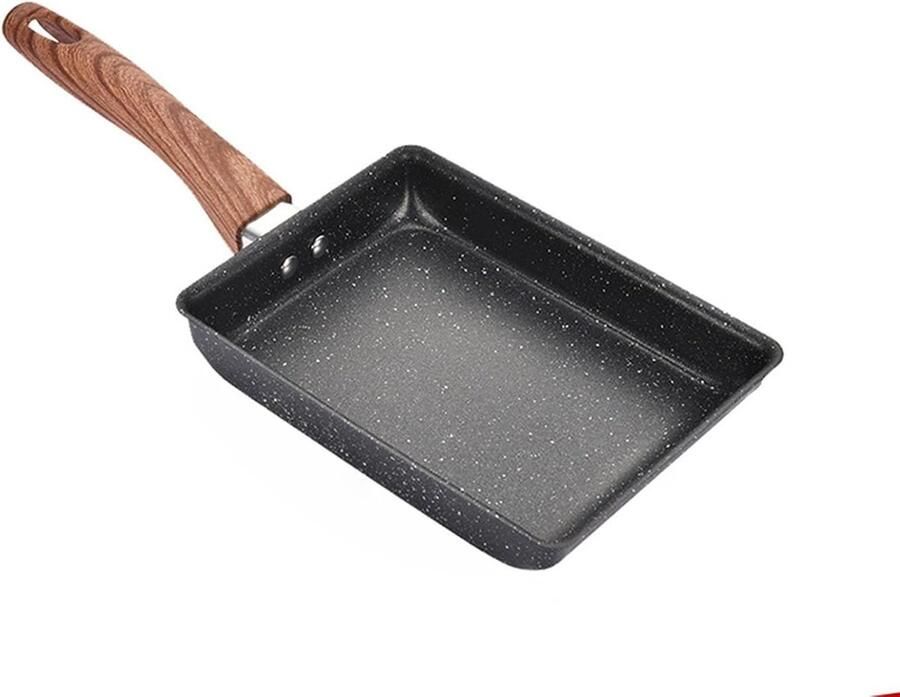 Tamagoyaki Pan Japanse Omelet Pan Ontbijt Maken Antiaanbaklaag 15x19cm Zwart