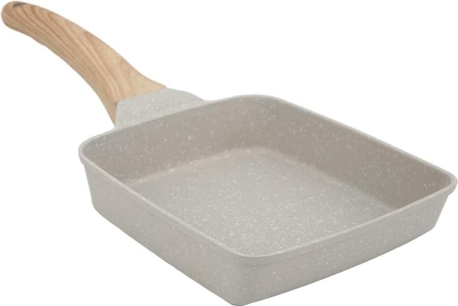 Tamagoyaki Pan Japanse Omelet Pan Ontbijt Maken Non-stick Coating 18 x 18 cm Beige