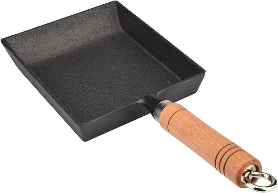 Tamagoyaki pan Japanse omeletpan Omeletten bakken Gietijzeren constructie 37x15.5 cm Zwart