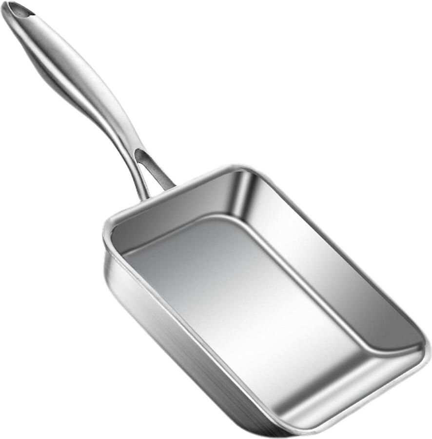 Tamagoyaki Pan Japanse Omeletpan Ontbijt Maken 5-Laags Staal 19 x 16 cm Zilver