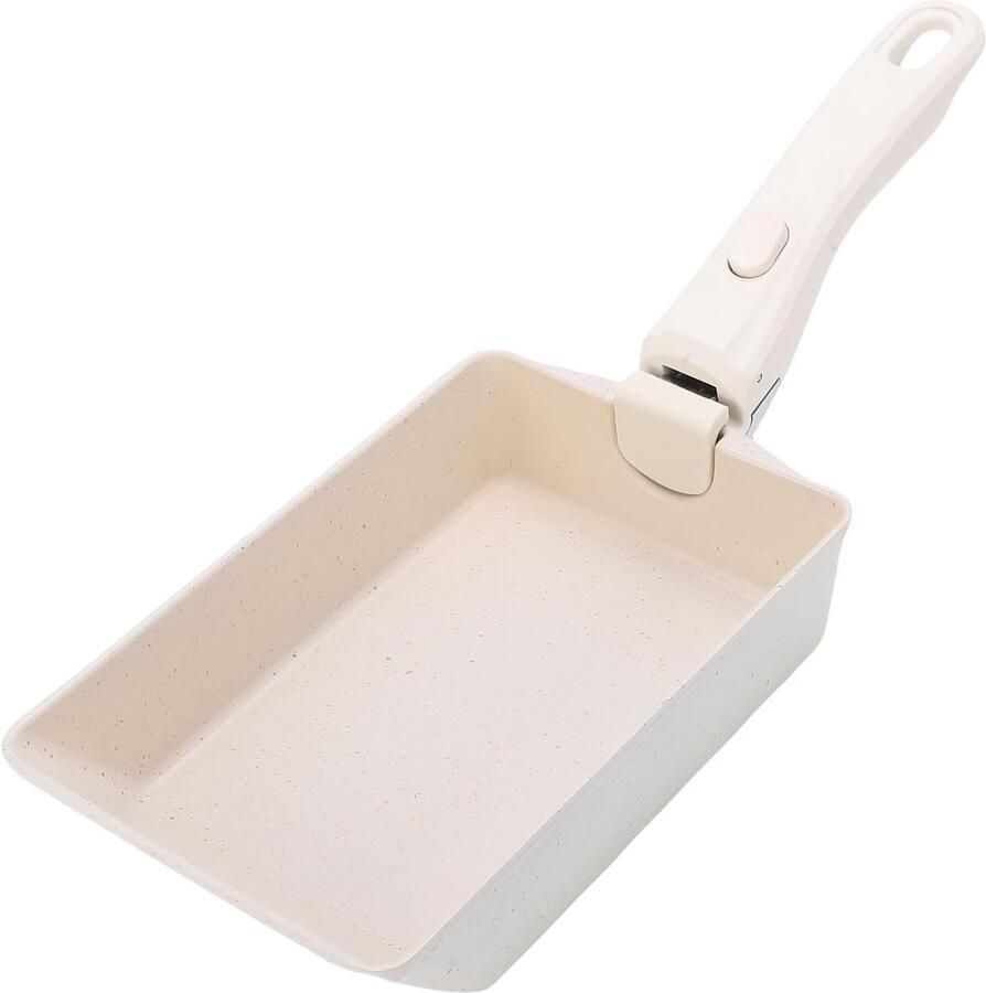 Tamagoyaki Pan Japanse Omeletpan Ontbijt Maken Antiaanbaklaag 14x22cm Beige