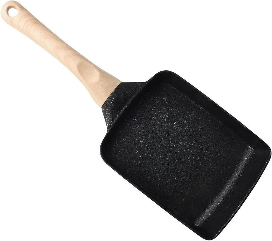 Tamagoyaki Pan Japanse omeletpan Ontbijt maken Antiaanbaklaag 18 x 15 cm Zwart