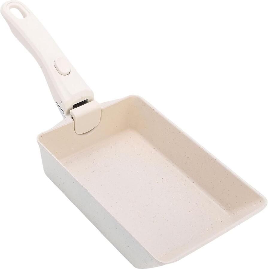 Tamagoyaki Pan Japanse Omeletpan Ontbijt Maken Keramische Anti-aanbaklaag 14x22cm Beige