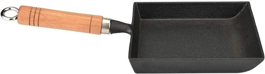 Tamagoyaki Pan Omelet Koekenpan Ontbijt Maken Houten Anti-heet Handvat 37x15.5 cm Zwart