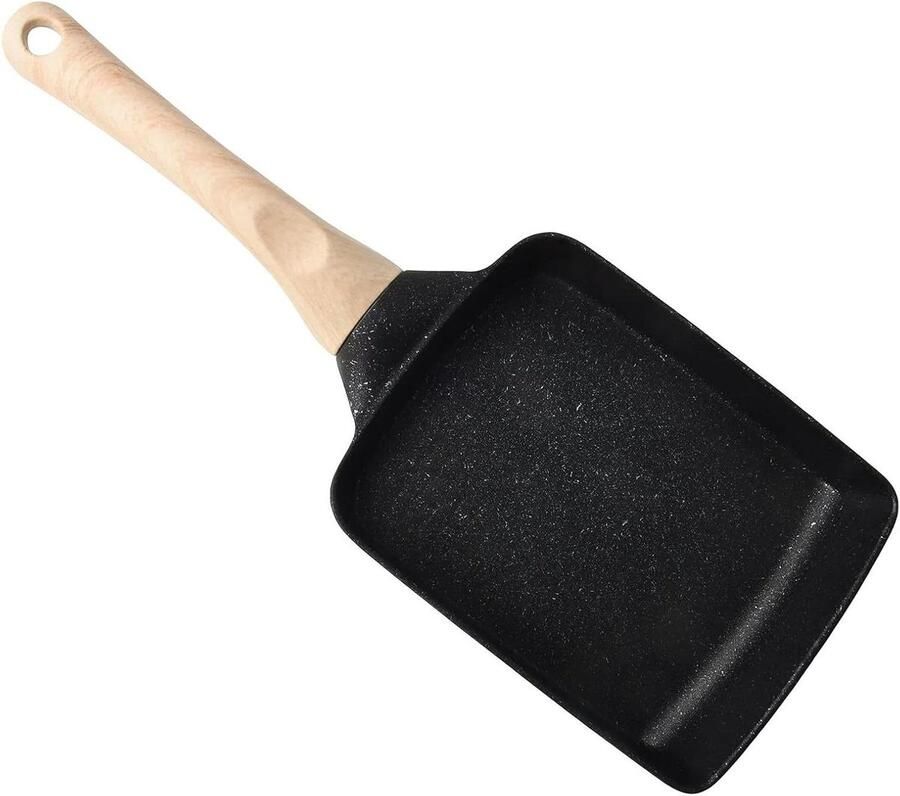 Tamagoyaki Pan Omelet Koekenpan Ontbijt Maken Uitstekende Antiaanbaklaag 7x6 Inch Zwart