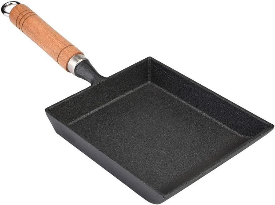 Tamagoyaki Pan Omelet Pan Ei Roll Ontbijt Maken Gietijzer met Houten Handvat 37 x 15.5 cm