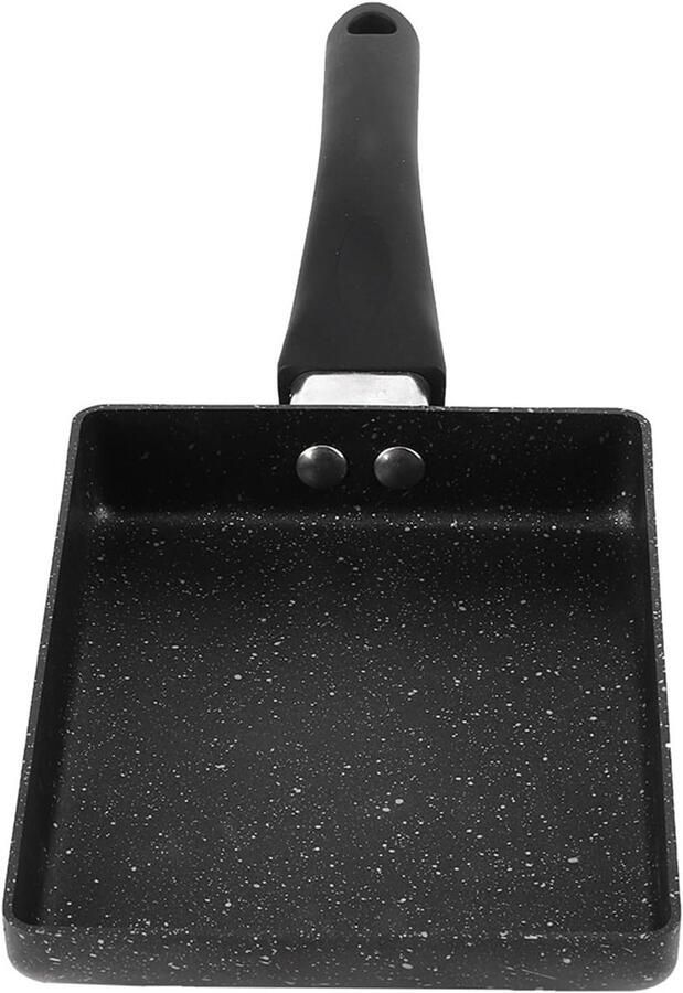 Tamagoyaki Pan Omelet Pan Ontbijt Maken Anti-aanbak Steenlaag 16 x 37 x 5 cm Zwart