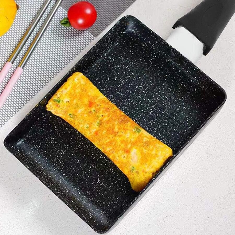 Tamagoyaki Pan Omelet Pan Ontbijt Maken Antiaanbaklaag 35 cm Zwart