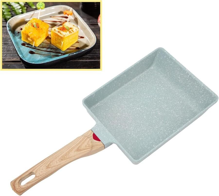 Tamagoyaki Pan Omeletmaker Vierkant Ontbijt Maken Antiaanbaklaag Mini Groen