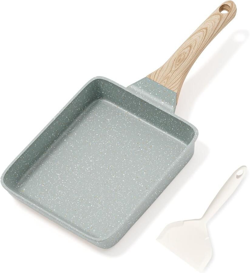 Tamagoyaki pan Omeletpan graniet Ontbijt maken Antiaanbaklaag 15 x 25 cm Groen