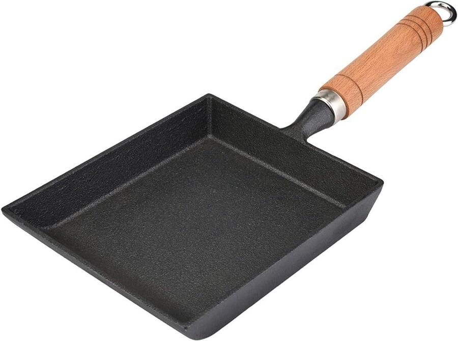 Tamagoyaki Pan Omeletpan Koekenpan Ontbijt Maken Gietijzeren Kwaliteit 37x15.5 cm Zwart