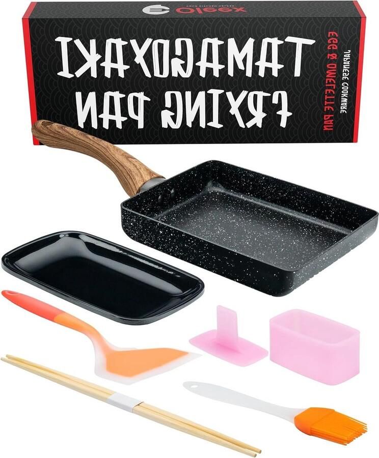 Tamagoyaki Pan Omeletpan Vierkant Japanse Gerechten Maken PFOA-vrije Antiaanbaklaag 13x18 cm Zwart