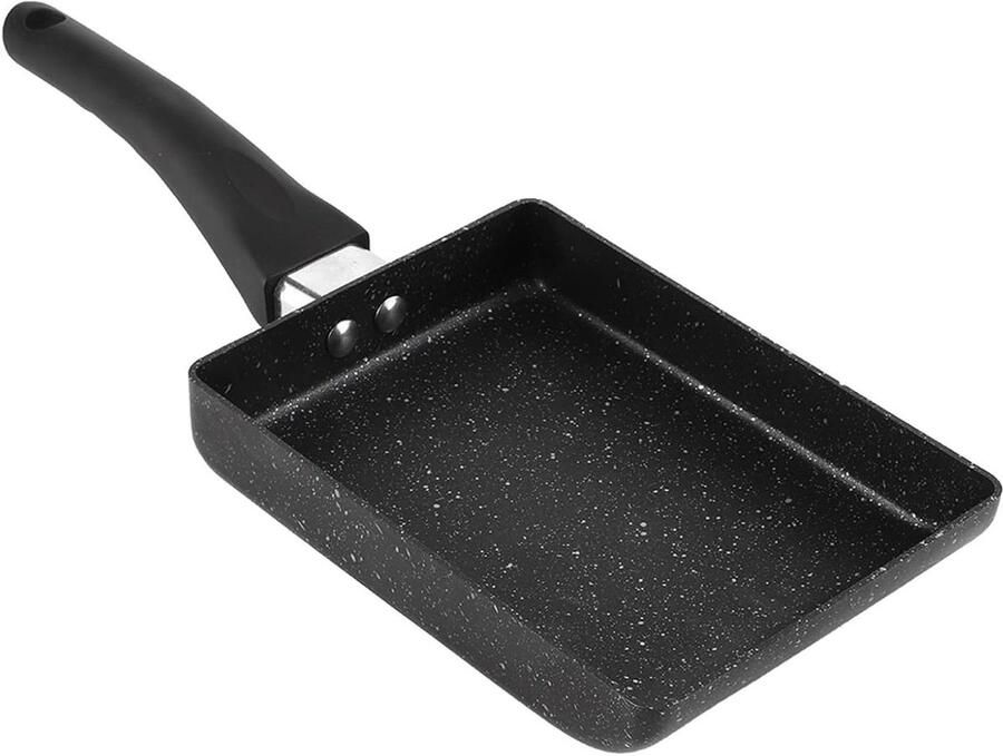 Tamagoyaki Pan Omeletpan Vierkant Ontbijt Maken Stenen Anti-aanbaklaag 13.5 x 18.5 cm Zwart