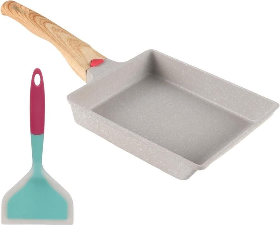 Tamagoyaki pan Omelettenpan Ontbijt maken Anti-aanbaklaag 365 cm Wit