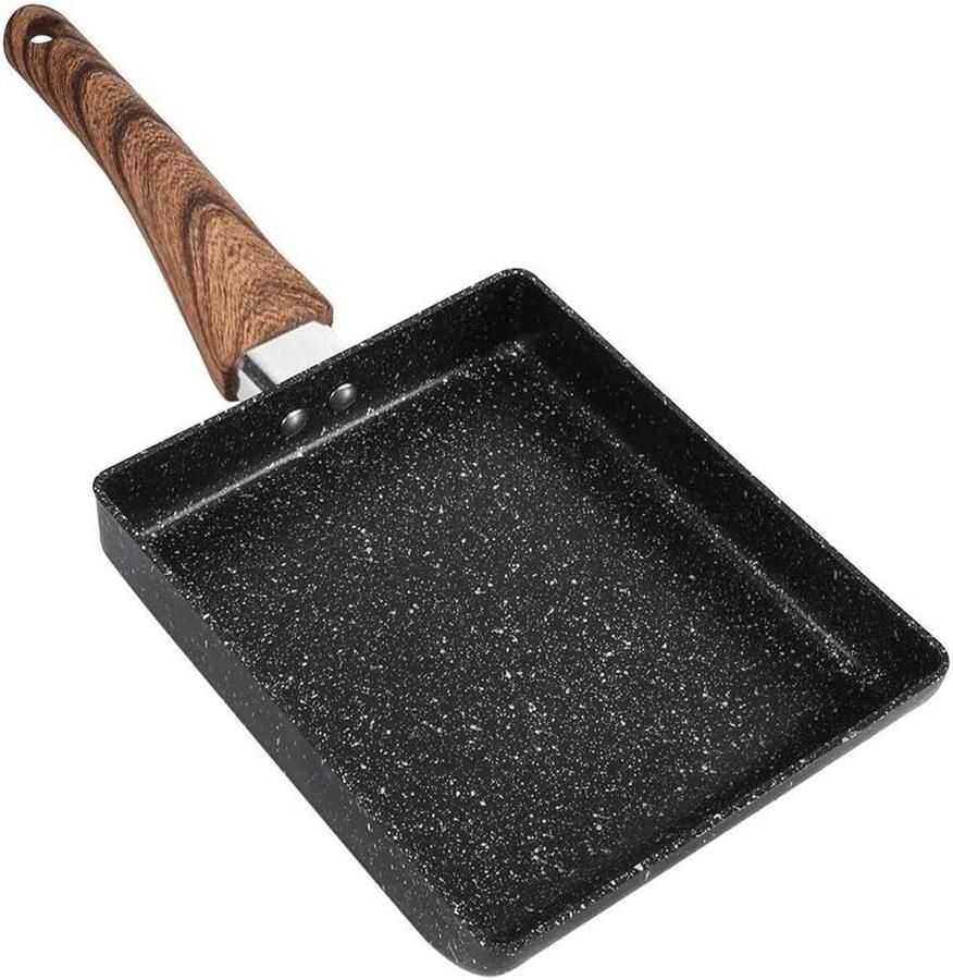 Tamagoyaki Steelpan Omelet Pan Rechthoekig Ontbijt Maken Antiaanbaklaag 15.5 x 18.5 cm Zwart