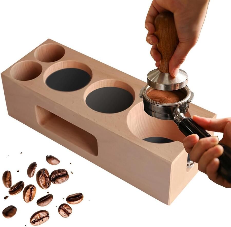 Tamper Station Espresso Organizer Koffie Voorbereiding Slijtvaste Houten Houder 51 54 mm Natuurlijk Hout